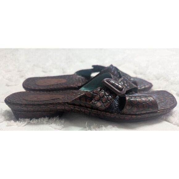 👡 Bolo by Born Alligator Embossed Leather Sandals Brown US 9 M/W - Picture 2 of 6